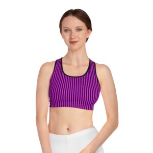 Purple Pin Striped Sports Bra