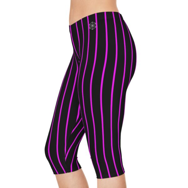 Purple Striped Lady's Capri Leggings - Image 3