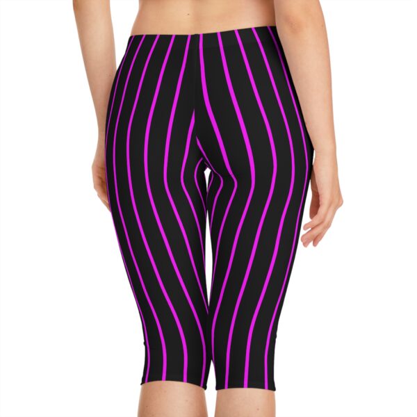 Purple Striped Lady's Capri Leggings - Image 2