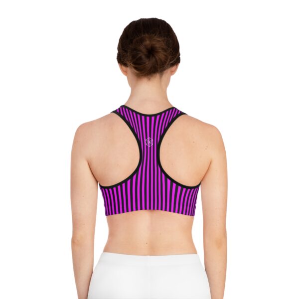 Purple Pin Striped Sports Bra - Image 2
